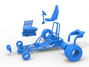 Mini Rod pulling tractor 9 Scale 1 to 25 3D Print Model