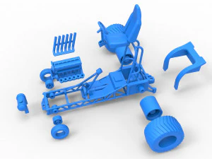 Mini Rod pulling tractor 9 Scale 1 to 25 3D Print Model