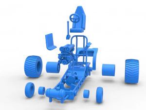 Mini Rod pulling tractor 9 Scale 1 to 25 3D Print Model