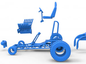 Mini Rod pulling tractor 9 Scale 1 to 25 3D Print Model