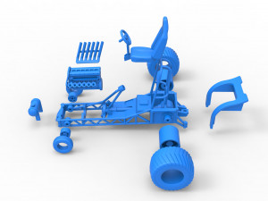 Mini Rod pulling tractor 9 Scale 1 to 25 3D Принт Модель