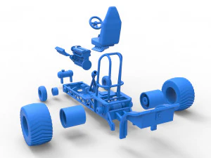 Mini Rod pulling tractor 9 Scale 1 to 25 3D Print Model