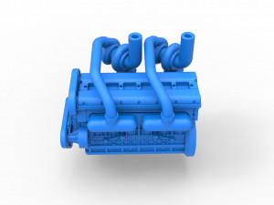 Twin Turbo straight-six engine Version 2 Scale 1 to 25 Model Cetak 3D