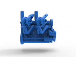 Twin Turbo straight-six engine Version 2 Scale 1 to 25 Model Cetak 3D
