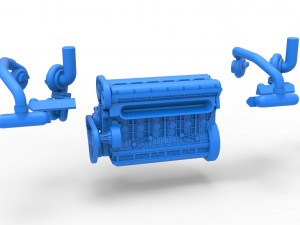 Twin Turbo straight-six engine Version 2 Scale 1 to 25 Model Cetak 3D