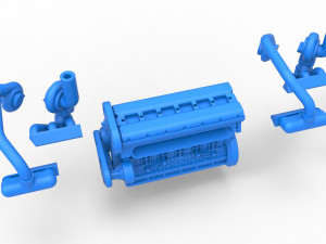 Twin Turbo straight-six engine Version 2 Scale 1 to 25 Model Cetak 3D