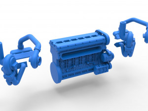 Twin Turbo straight-six engine Version 2 Scale 1 to 25 Model Cetak 3D