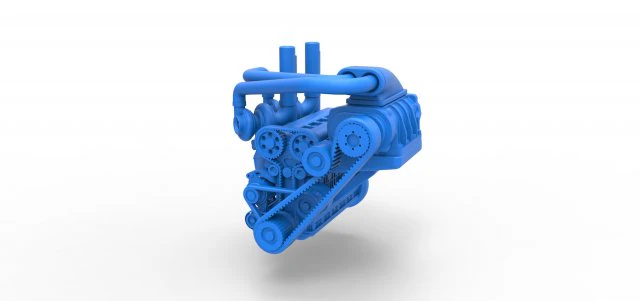 Twin turbo supercharged straight-six engine Scale 1 to 25 3D Print Model .c4d .max .obj .3ds .fbx .stl .blend