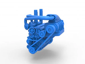 ツインターボスーパーチャージャー付き直列6気筒エンジン スケール1～25 3Dプリントモデル