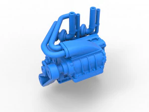 Twin turbo supercharged straight-six engine Scale 1 to 25 3D Print Model