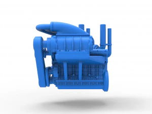Twin turbo supercharged straight-six engine Scale 1 to 25 3D Print Model