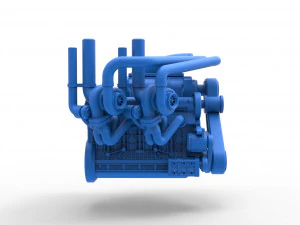 Twin turbo supercharged straight-six engine Scale 1 to 25 3D Print Model