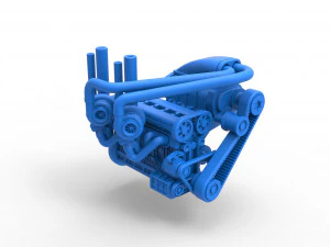 Twin turbo supercharged straight-six engine Scale 1 to 25 3D Print Model