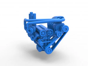 Twin turbo supercharged straight-six engine Scale 1 to 25 3D Print Model