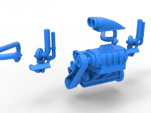 Twin turbo supercharged straight-six engine Scale 1 to 25 3D Print Model