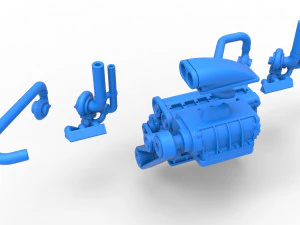Twin turbo supercharged straight-six engine Scale 1 to 25 3D Print Model