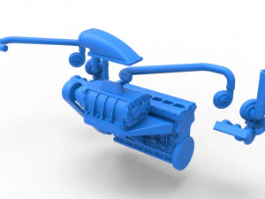 Twin turbo supercharged straight-six engine Scale 1 to 25 3D Print Model