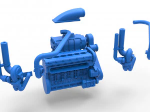 Twin turbo supercharged straight-six engine Scale 1 to 25 3D Print Model