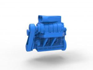 Supercharged straight-six engine Scale 1 to 25 3D Print Model