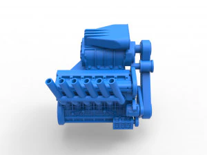 Supercharged straight-six engine Scale 1 to 25 3D Print Model