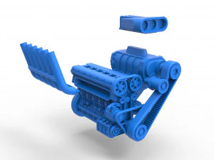 Supercharged straight-six engine Scale 1 to 25 3D Print Model