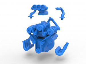 Engine V8 with triple supercharger Scale 1 to 25 Modèles 3D en vedette