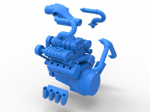 Engine V8 with triple supercharger Scale 1 to 25 Modèles 3D en vedette