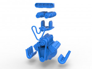 Engine V8 with triple supercharger Version 2 Scale 1 to 25 3D Принт Модель