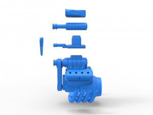 Engine V8 with triple supercharger Version 2 Scale 1 to 25 3D Принт Модель