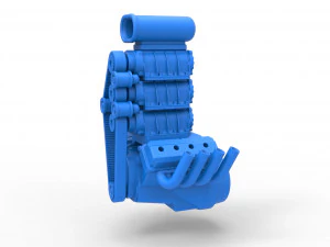 Motor V8 con triple sobrealimentador Versi&oacute;n 3 Escala 1 a 25 Modelo de impresión 3D