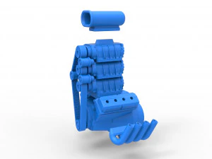 Engine V8 with triple supercharger Version 3 Scale 1 to 25 3D Print Model