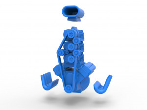 Engine V8 with triple supercharger Version 3 Scale 1 to 25 3D Принт Модель