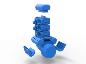 Engine V8 with triple supercharger Version 3 Scale 1 to 25 3D Print Model