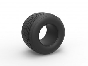 Dirt Sprint racing tire 3 Scale 1 to 25 3D Print Model
