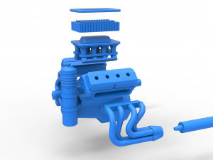 Engine V8 for Sprint car Scale 1 to 25 3D Baskı Modeli