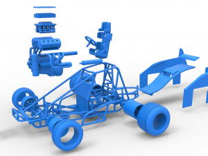 Sprint car Scale 1 to 25 3D Baskı Modeli
