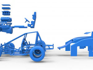 Sprint car Scale 1 to 25 3D Print Model