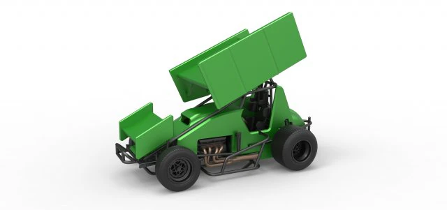 Winged Sprint car Scale 1 to 25 3D Print Model .c4d .max .obj .3ds .fbx .stl .blend 