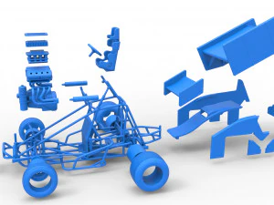 Winged Sprint car Scale 1 to 25 3D Print Model