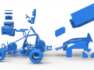 Winged Sprint car Scale 1 to 25 3D Print Model