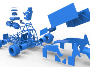 Winged Sprint car Scale 1 to 25 3D Print Model