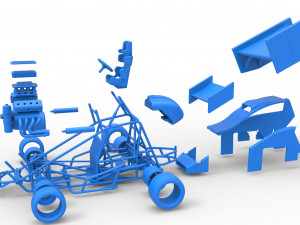 Pavement Winged Sprint car Scale 1 to 25 Modello di stampa 3D