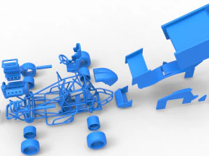 Pavement Winged Sprint car Scale 1 to 25 3D Print Model