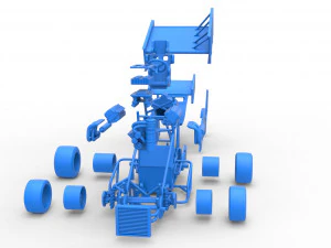 Pavement Winged Sprint car Scale 1 to 25 3D Print Model