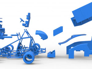 Pavement Winged Sprint car Scale 1 to 25 3D Print Model