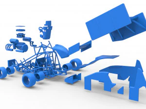 Pavement Winged Sprint car Scale 1 to 25 3D Print Model