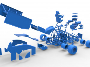 Pavement Winged Sprint car Scale 1 to 25 Modello di stampa 3D
