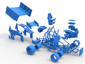 Pavement Winged Sprint car Scale 1 to 25 Modello di stampa 3D