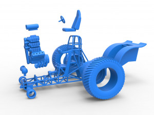Fun short Super modified Pulling tractor Version 2 Scale 1 to 25 Model Cetak 3D