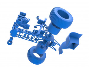 Fun short Super modified Pulling tractor Version 2 Scale 1 to 25 Model Cetak 3D